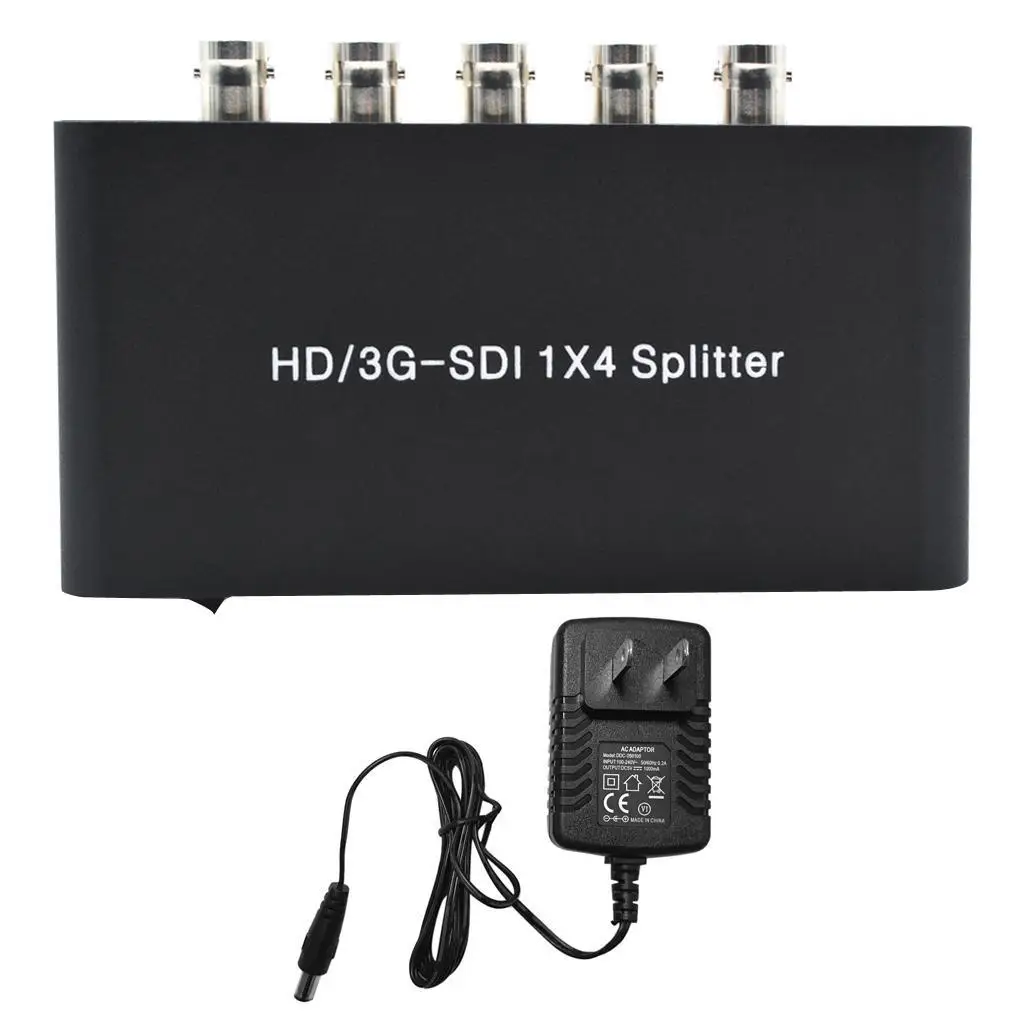 HD/3G to SDI 1x4 Splitter Amplifier Extender Support SD/HD/3G-SDI US Plug