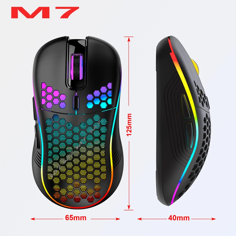 

Icedi M7 Wireless Mouse 2.4G Honeycomb Shell with Built-in Charging Lightweight Multicolor RGB Lighting Adjustable DPI Icedi M7