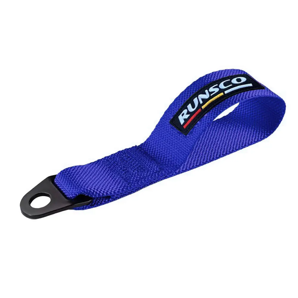 Runsco Performance Tow Strap Steel Hook Strength Nylon Tow Hook Ropes Car Trailer Towing Strap