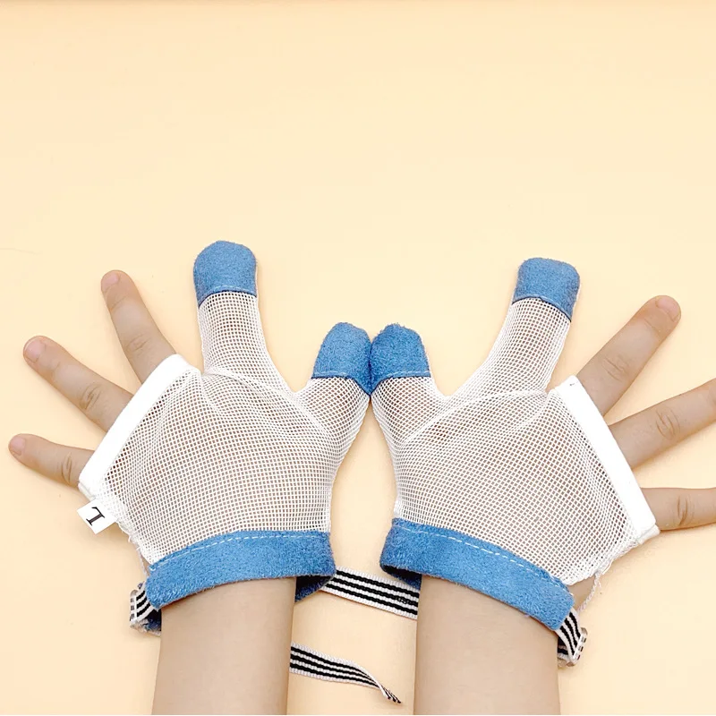 Baby Stop Biting Finger Set Thumb  Index Finger Eating Hand Correction Device, Children Anti Biting Hand Addiction Strap Gloves