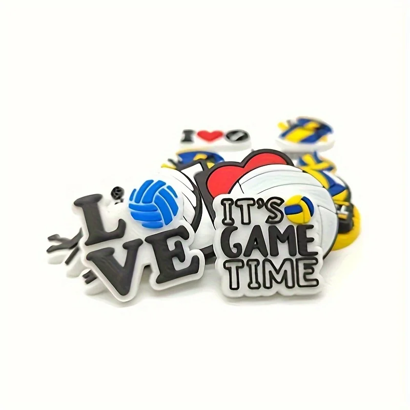 10pcs Sports Volleyball Series Shoe Ornaments,Decorations for Men and Women, Bracelet Accessories, Party Favors, Birthday Gifts