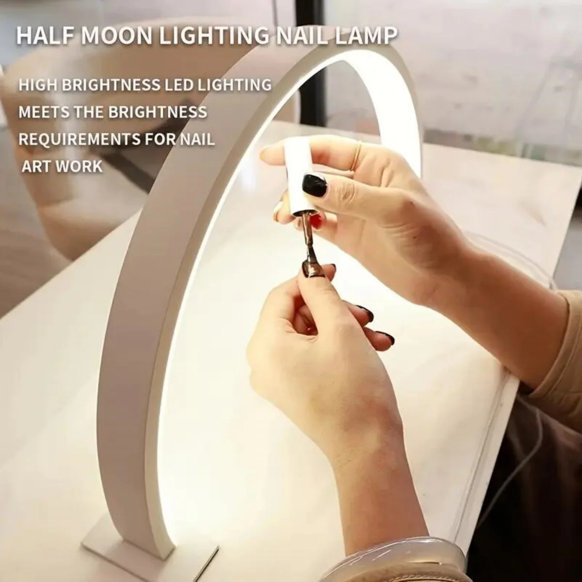 1 PC semi-circular LED nail light, USB plug in, three color+unlimited dimming, suitable for nail art