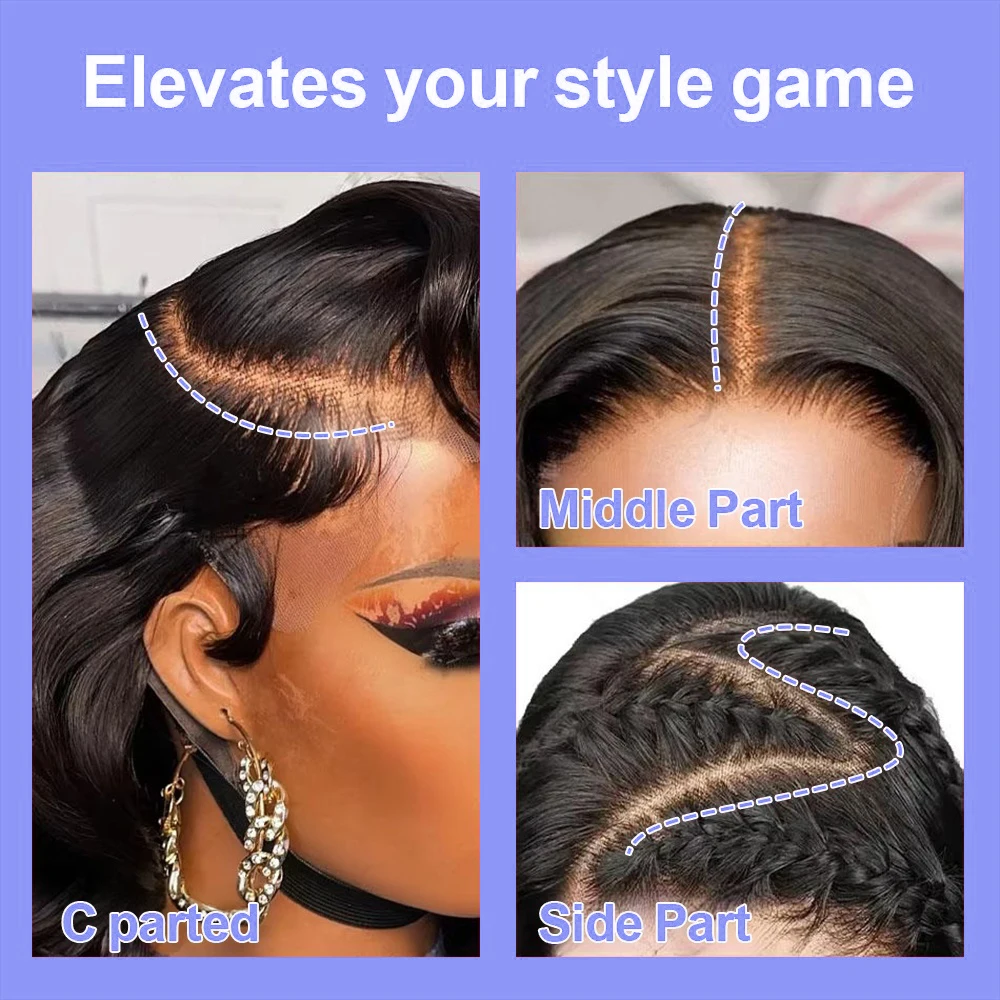 ناتورا البرازيلي عذراء الشعر قبل قطعها أسود شفاف الدانتيل الجبهة الباروكات قصيرة بوب الجسم موجة شعر مستعار 13x4 الدانتيل أمامي الإنسان هاي