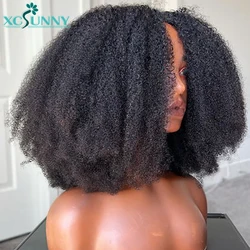 Peluca con parte en V, cabello humano Afro rizado, peluca Vpart sin dejar fuera con su línea de cabello, peluca con parte en U mejorada brasileña para mujer