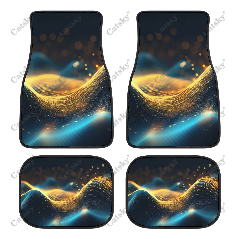 Abstract Painting Colored Waves Auto Floor Mats Carpet, Customized Car Floor Mats All Weather Automotive Floor Pad for Stylish