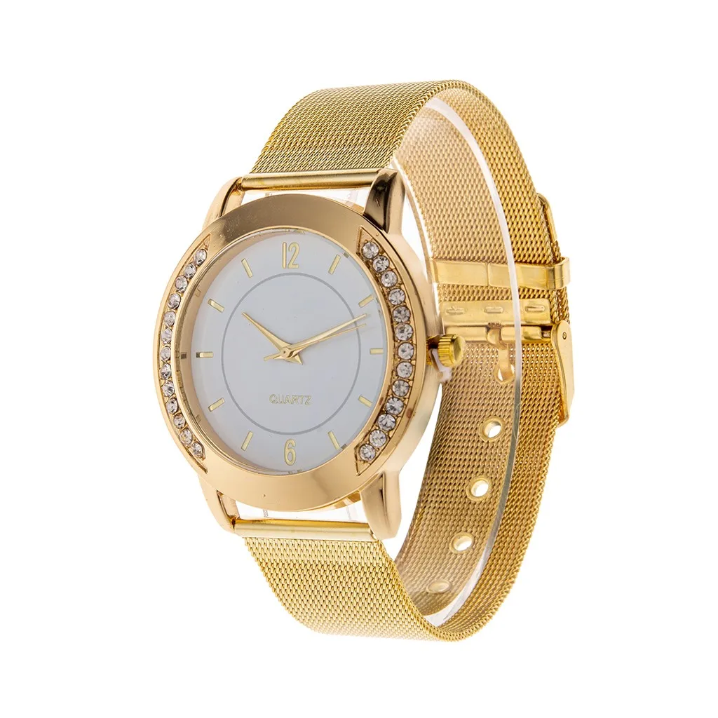 Fashion Women Crystal Golden Stainless Steel Analog Quartz Wrist Watch Watches 2024 watch for women Elegant Watches reloj