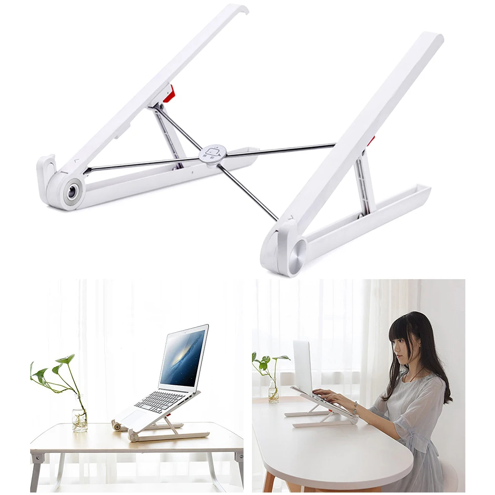 

Adjustable Laptop Stand Ergonomic Plastic Foldable Holder For 11-15.6 Inch Tablets Heat Dissipation Non-Slip Silicone Pad