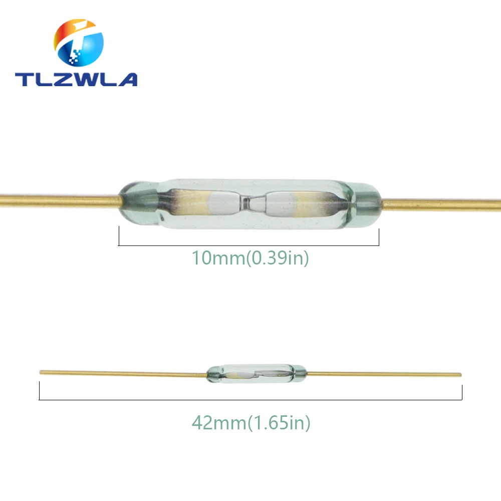 10PCS MKA10110 Reed Switch 1.8X10MM Magnetic Control Switch Green Glass Reed Switches Glass Normally Open NO Contact For Sensors