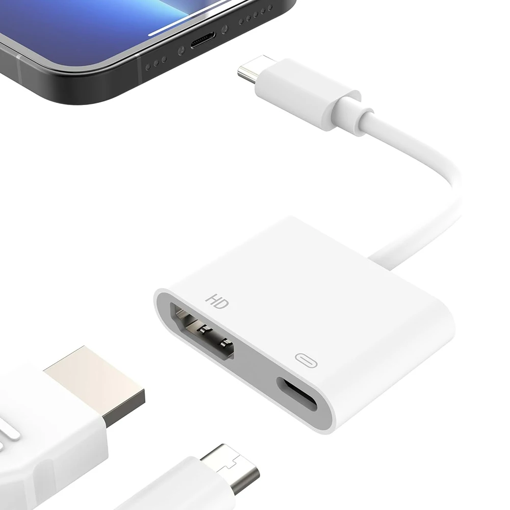 USB C to 4K@30/60Hz HDMI-compatible Cable with PD 100W Charging Digital AV Adapter Compatible with Phone15/16 Samsung Dex Laptop