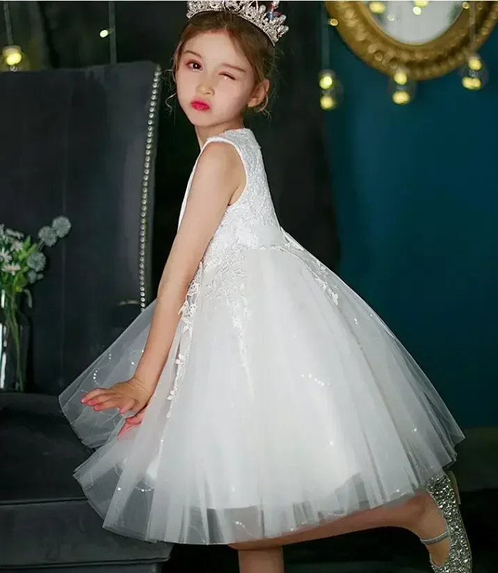 Vestido infantil, gaze fofa, vestido elegante de princesa para meninas, anfitrião de aniversário de menina, vestido de performance de piano, verão