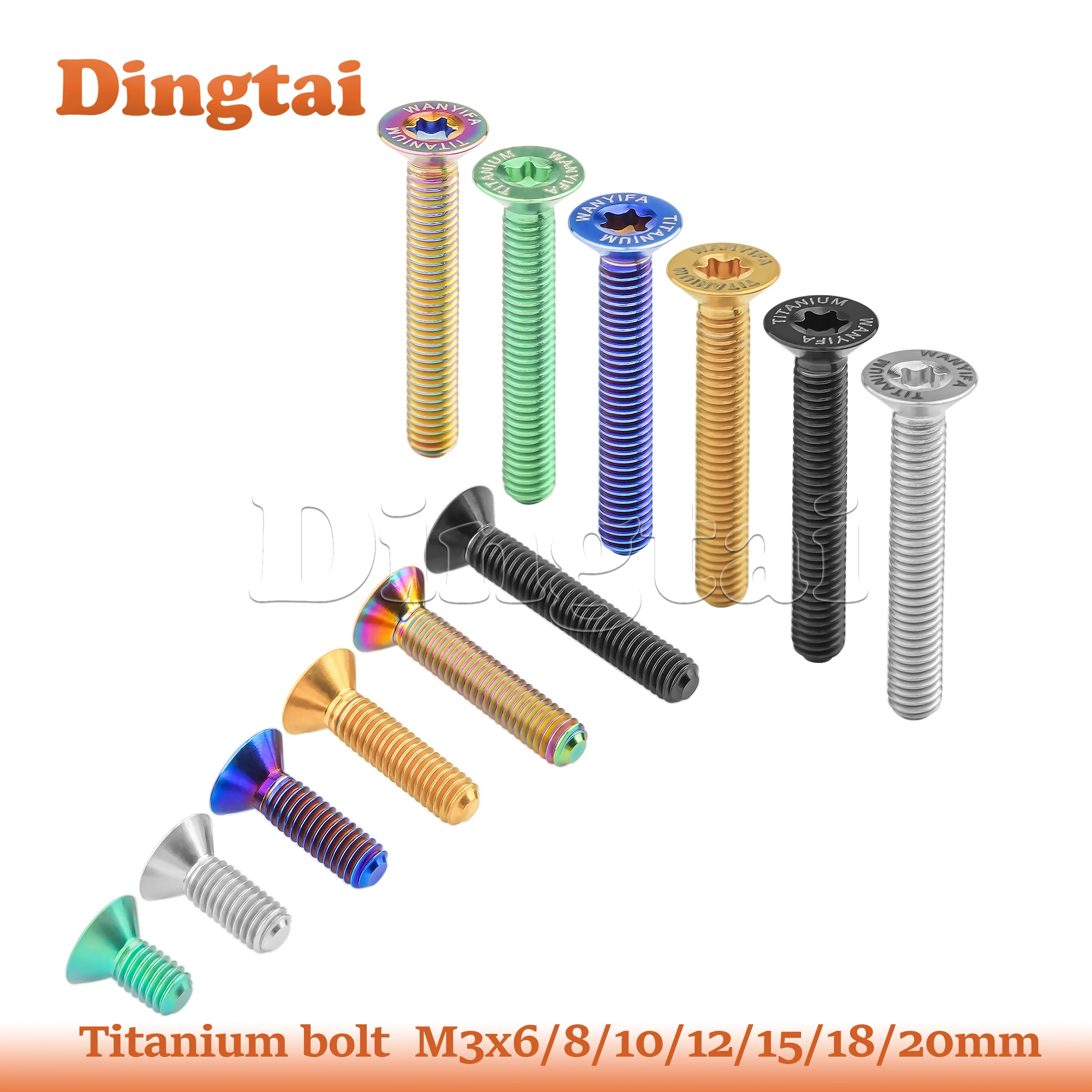 Dingtai Titanium Bolt M3x6/8/10/12/15/18/20mm Torx Countersunk Head Cap Screws With Laser Marking for Bicycle Screws
