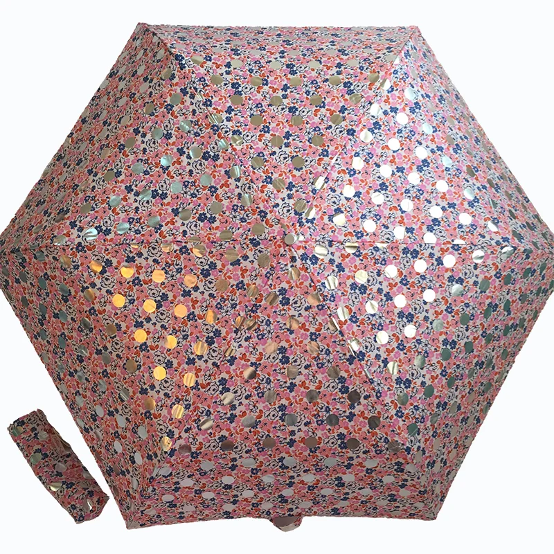 98cm Small Fresh Women's Printed UV Sunscreen and Anti UV Folding Umbrella Ultra Light Windproof Round Aluminum