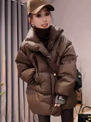 Winter short cotton jacket, Korean version sporty and fashionable small standing collar down cotton jacket, women's new 2024