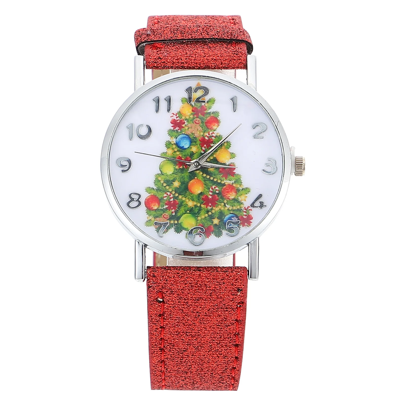 

1Pcs Women Watch Xmas Tree Pattern Elegant Lightweight Stainless Steel Watches for Christmas Gift Ladies Wristwatch