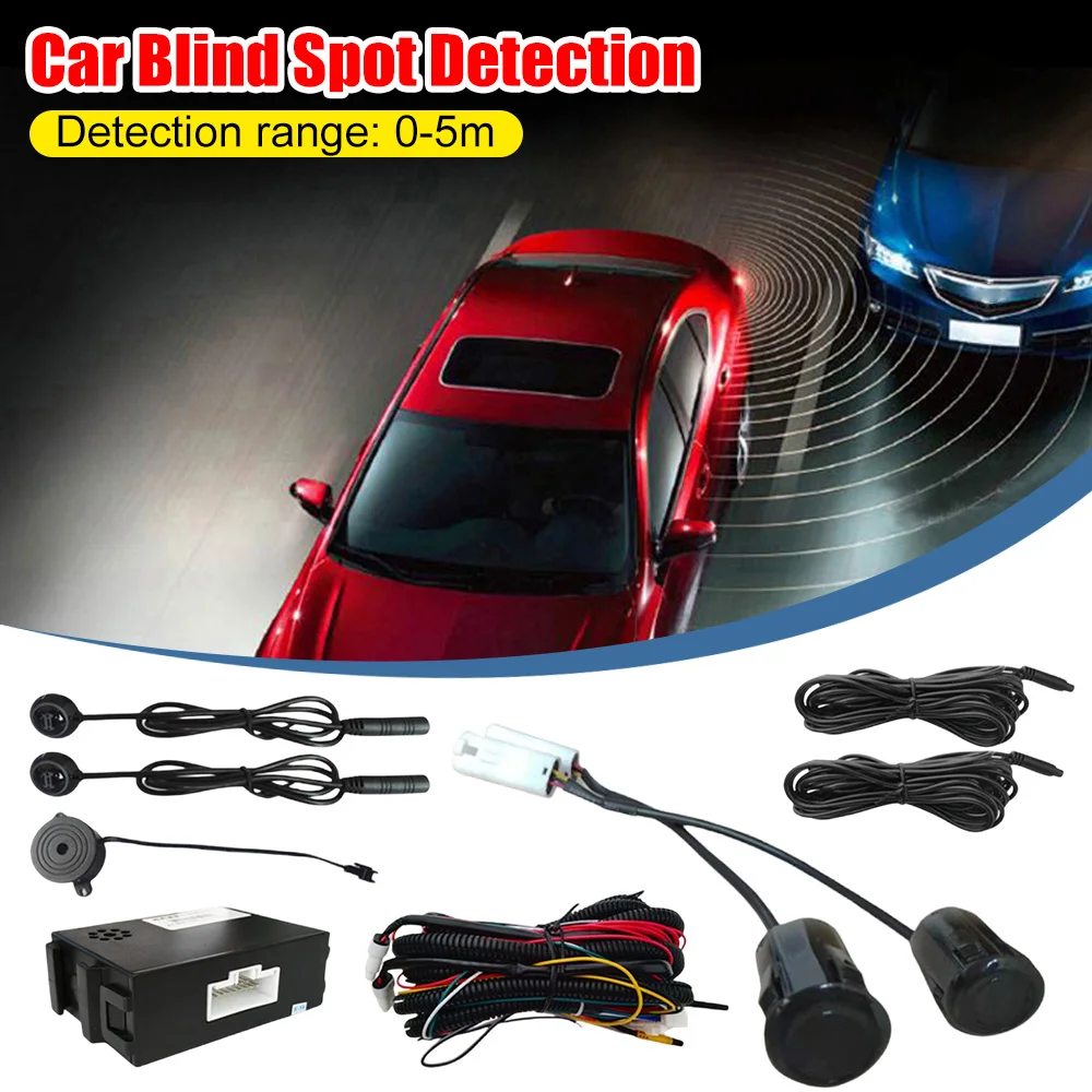 

12V Blind Spot Monitoring System Assist Lane Changing Car Blind Spot Detection Parking Sensor Kit Ultrasonic Radar Detection Set