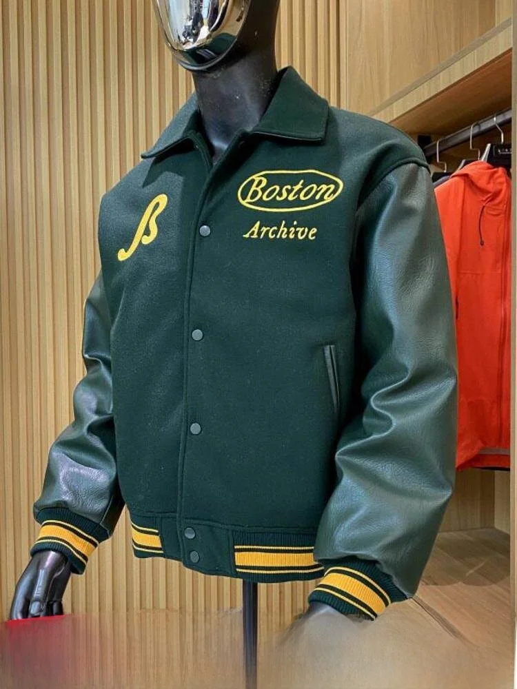  Line Pilot Jacket Patchwork Embroidery Baseball Style Cotton Coat Autumn Winter Youth Fashion Standard Fit Button up
