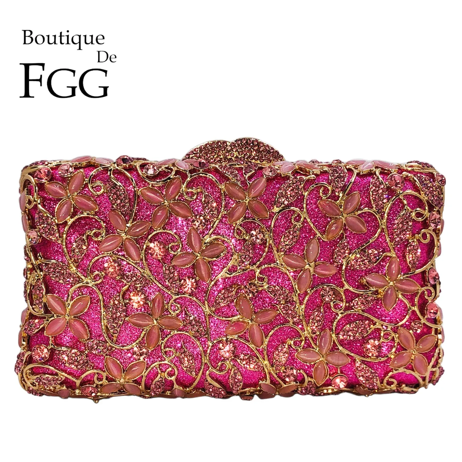 

Бутик De FGG женский розовый кристалл вечерний клатч кошелек минодьер с цветком сумки твердый футляр вечерние клатч со стразами свадебная сумочка
