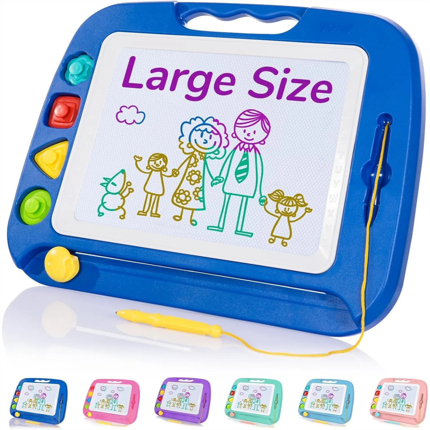 

Large Magnetic Drawing Board for Toddlers, 16x13in Etch Sketch Pad with 4 Stamps, Learning Educational Toy for 1-4 Year Old