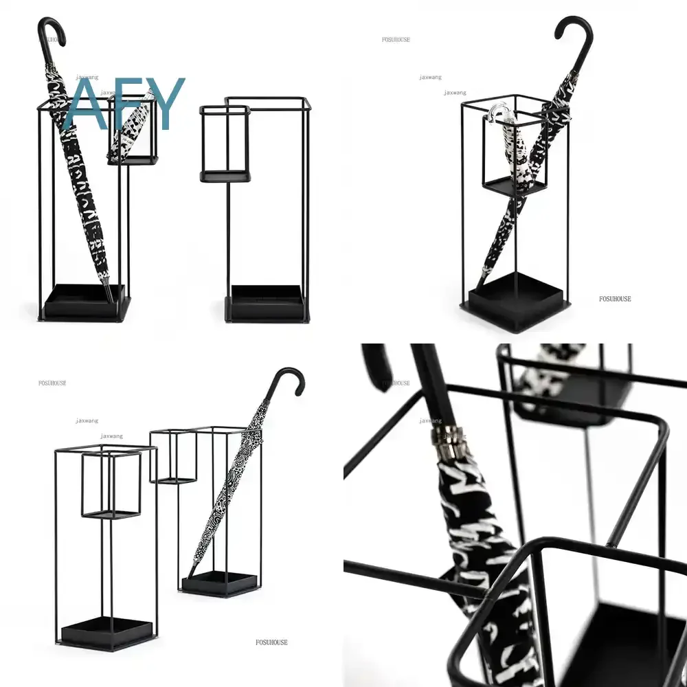 Wrought Iron Umbrella Stand for Home Hallway Porch Hotel Lobby Floor Standing Storage Rack Creative Simple Design Heavy Duty