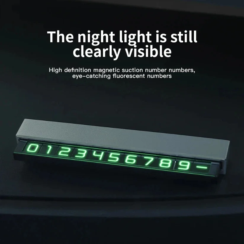 Numero di telefono della carta di parcheggio temporaneo per auto Supporto per telefono per auto Targa telefonica luminosa Accessori per lo styling dell'auto