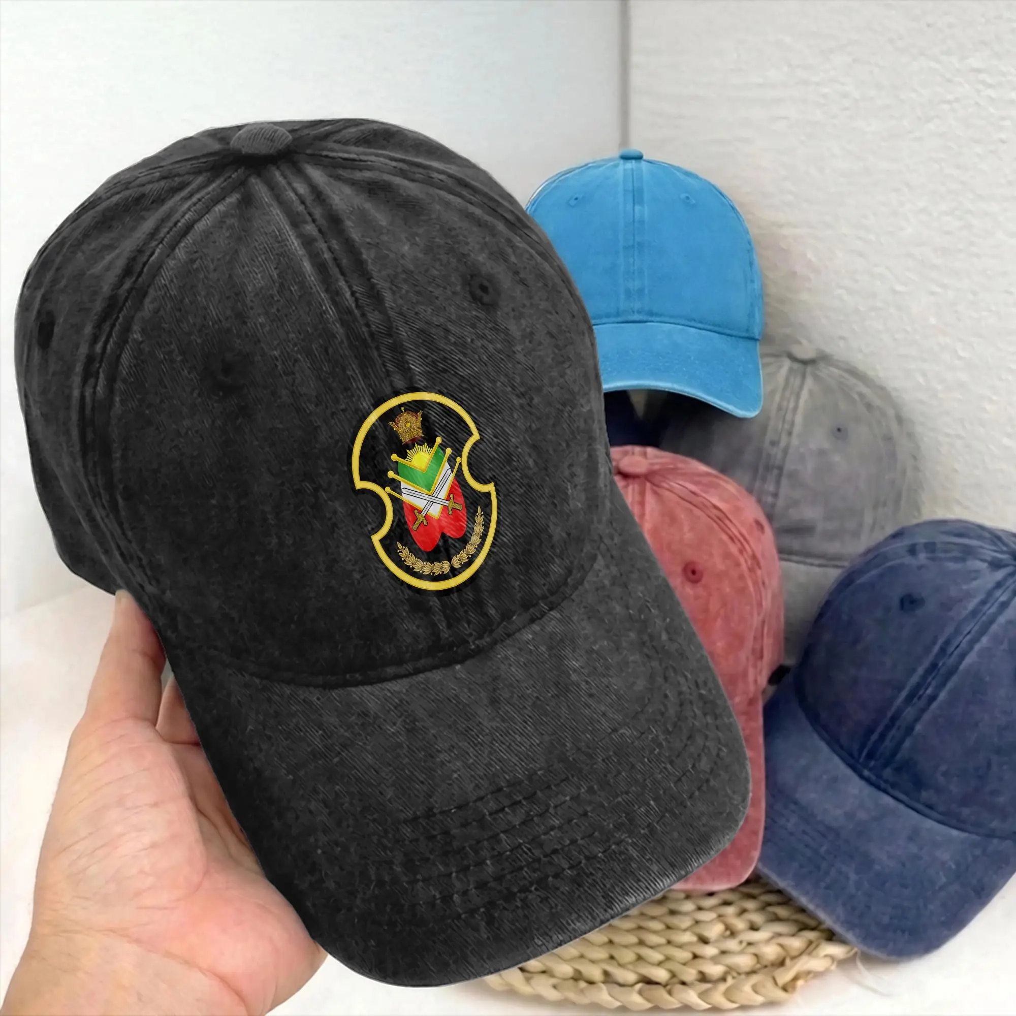 Iran Historical Pahlavi Era Imperial Guard Unisex Unstructured Baseball Cap Emblem Distressed Washed Hat Adjustable Snapback