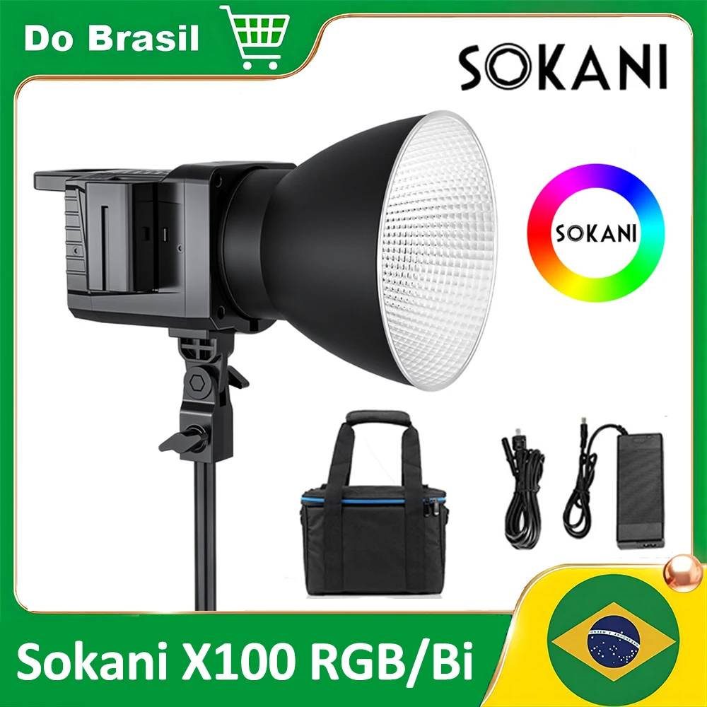 

【DO BRASIL】 Sokani X100 100W Bi-Color RGB LED Video Light APP Control Bowens Mount Lighting for Video Recording Outdoor Shooting