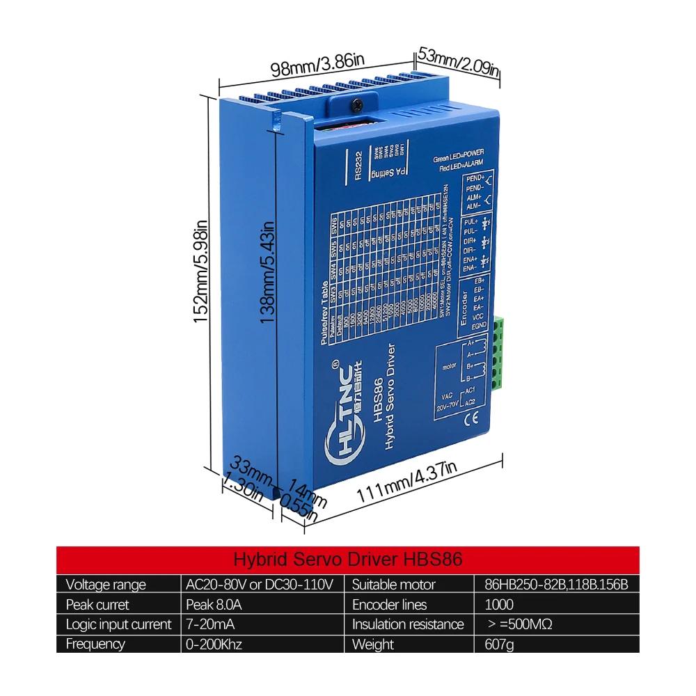 HBS86 Stepper Motor Drive 0-200khz AC20-80V or DC 30-110V Encoder 1000 lines Servo Drive Suit For Nema34 Stepper Motor