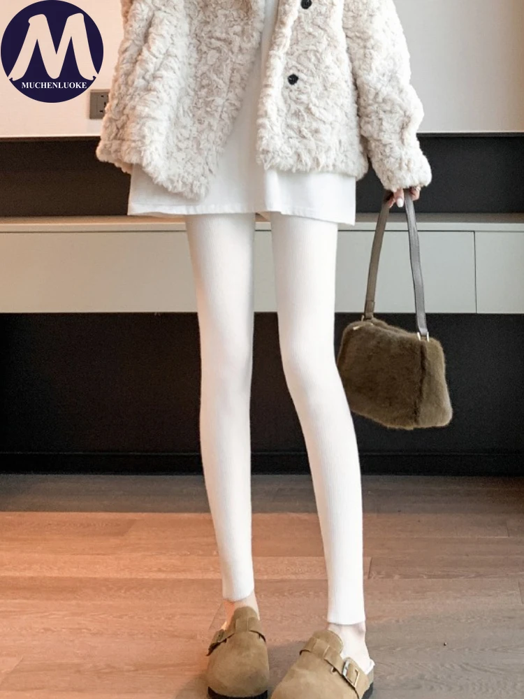 

Leggings Woman Autumn Winter Elegant Oversize Knitted Velvet Thick Leggings Fashionable Slim Fit High Waisted Keep Warm Legging