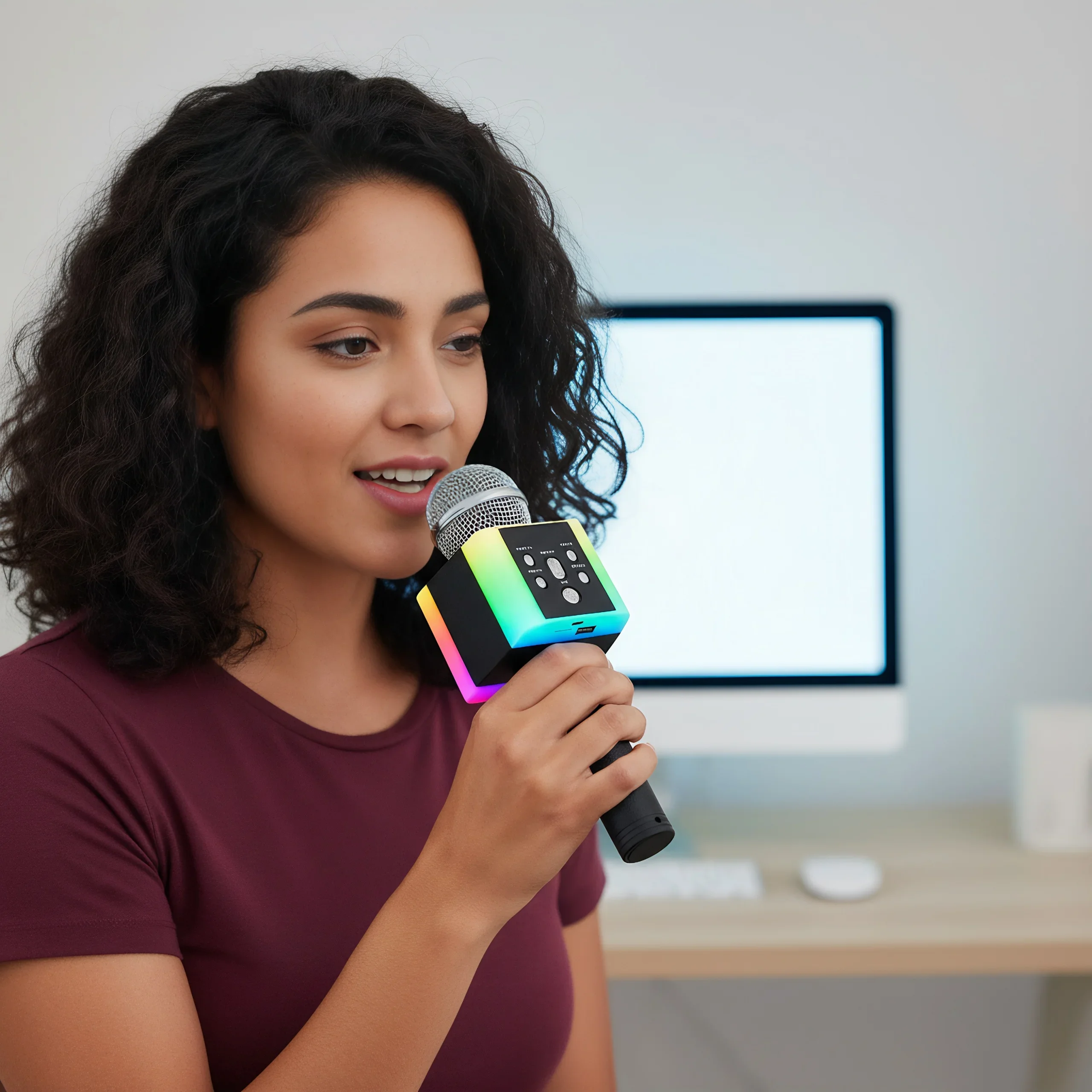 مكبر صوت ميكروفون كاريوكي لاسلكي بتقنية البلوتوث مع ستيريو HiFi وأضواء LED، يدعم TWS/Selfie، وبطارية كبيرة، وبث مباشر #6