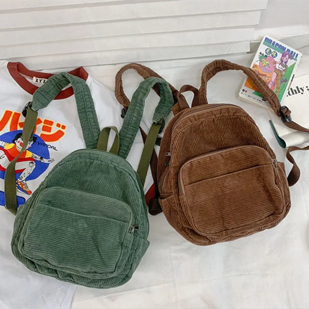 Mochila de pana de Color sólido para adolescentes, mochilas escolares simples, bolsa pequeña Soulder, mochilas para estudiantes universitarios