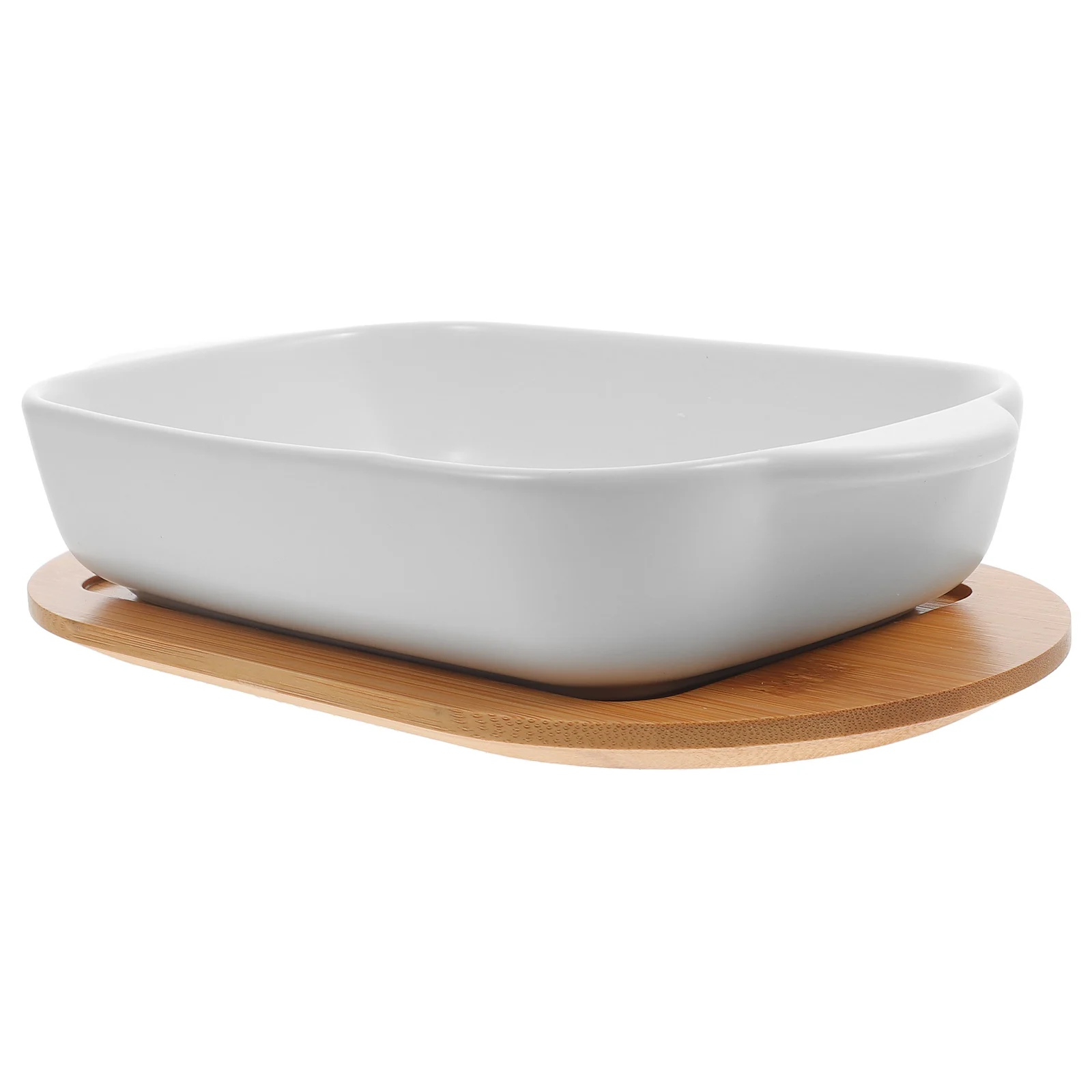 

Керамическая форма для выпечки с двойной ручкой, прямоугольная фарфоровая духовка, безопасная устойчивая к царапинам тарелка для запекания куриных овощей