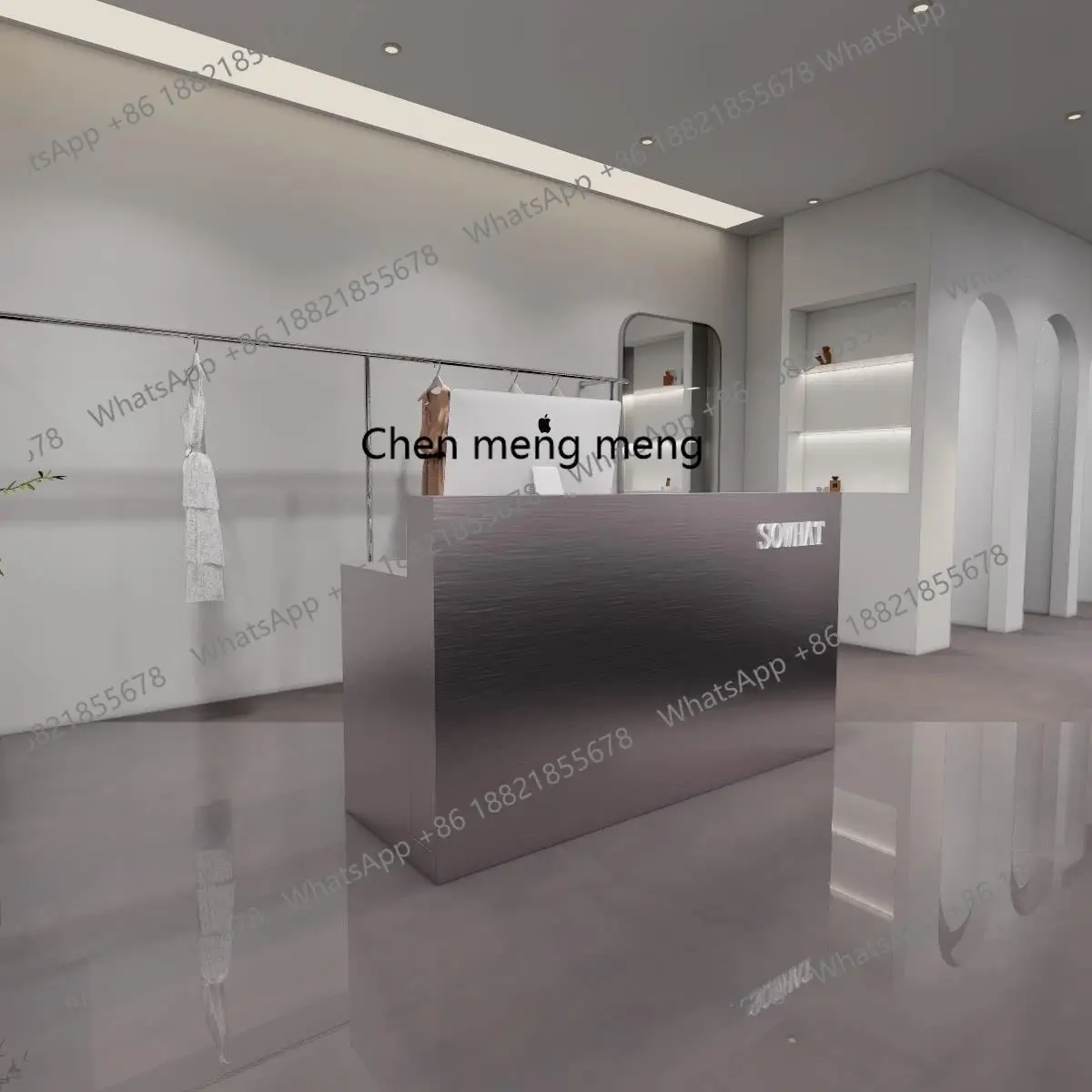 صفحة الخروج من الفولاذ المقاوم للصدأ منحني تموج الماء صالون تجميل مكتب الاستقبال متجر الملابس مكتب الاستقبال التجاري