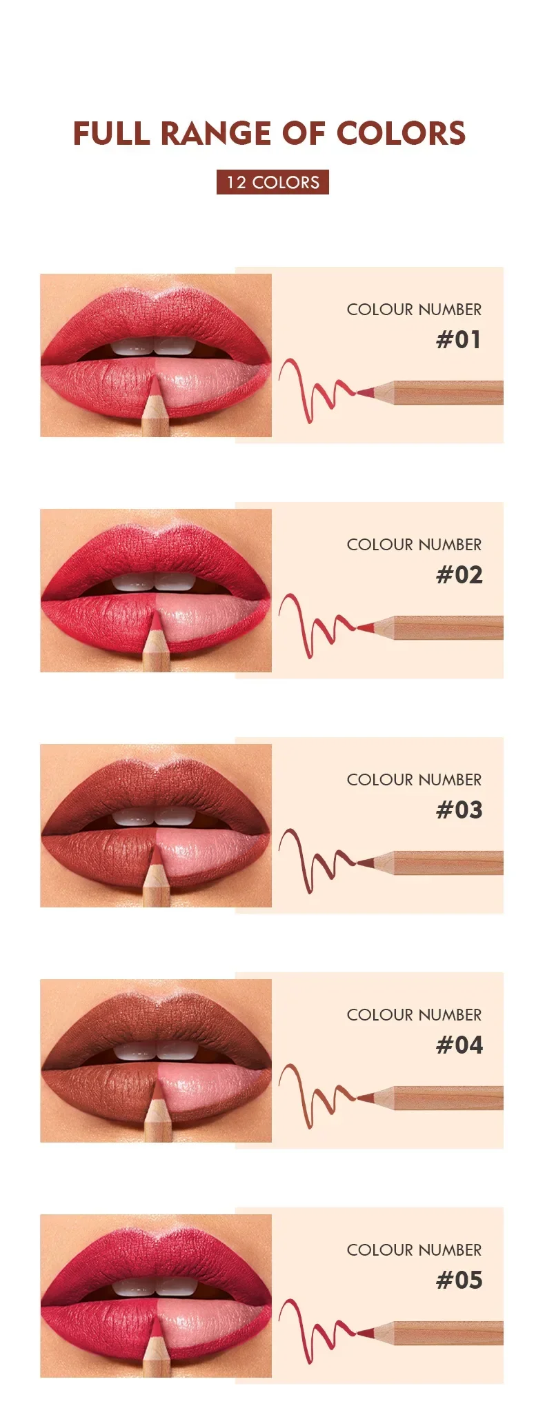 Pudaier Sexy Matte Lippenstift Potlood Waterdicht Blijvende Lip Liner Pen non-stick Cup Lipliner Contour Potlood Schoonheid Make-Up 12 st set