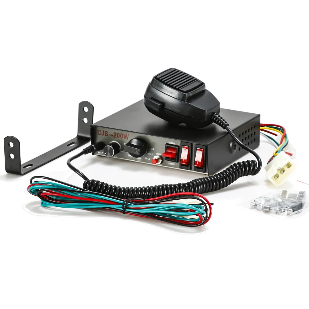 

200W 10 Tone Loud Car Warning Alarm Polices Fire System 10 Tone Loud C Emergency Police Amplifier With PA Speaker MIC System