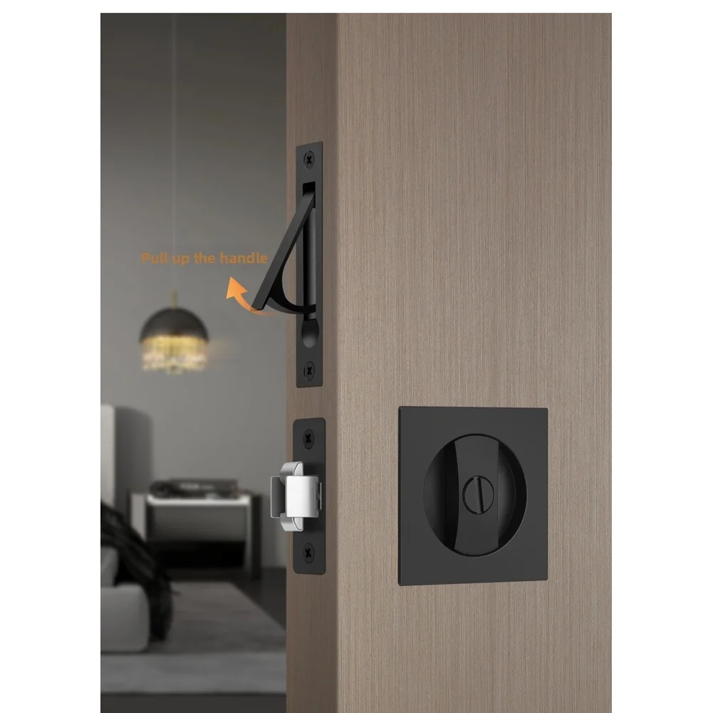 Door Lock for kit Made of Zinc Alloy with for Sliding Barn Wood Doors Flush Mounted Design for Minimalist Interiors
