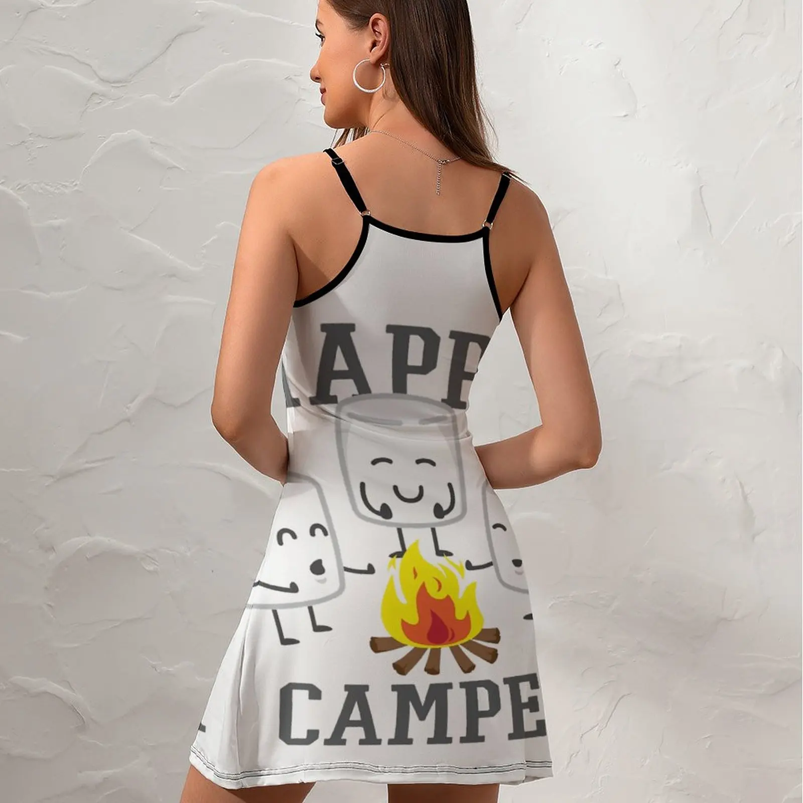 Sexy Marshmallows Happy Camper Marshmallows 2  Women's Sling Dress Funny Novelty Cocktails Woman's Clothing Dresses Hot Sale