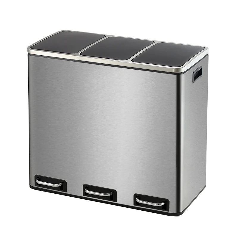 

iHouse Large Stainless Steel Wet and Dry Sorting Trash Can Double Bucket Double Bucket Hotel Living Room Office with Lid: Silent