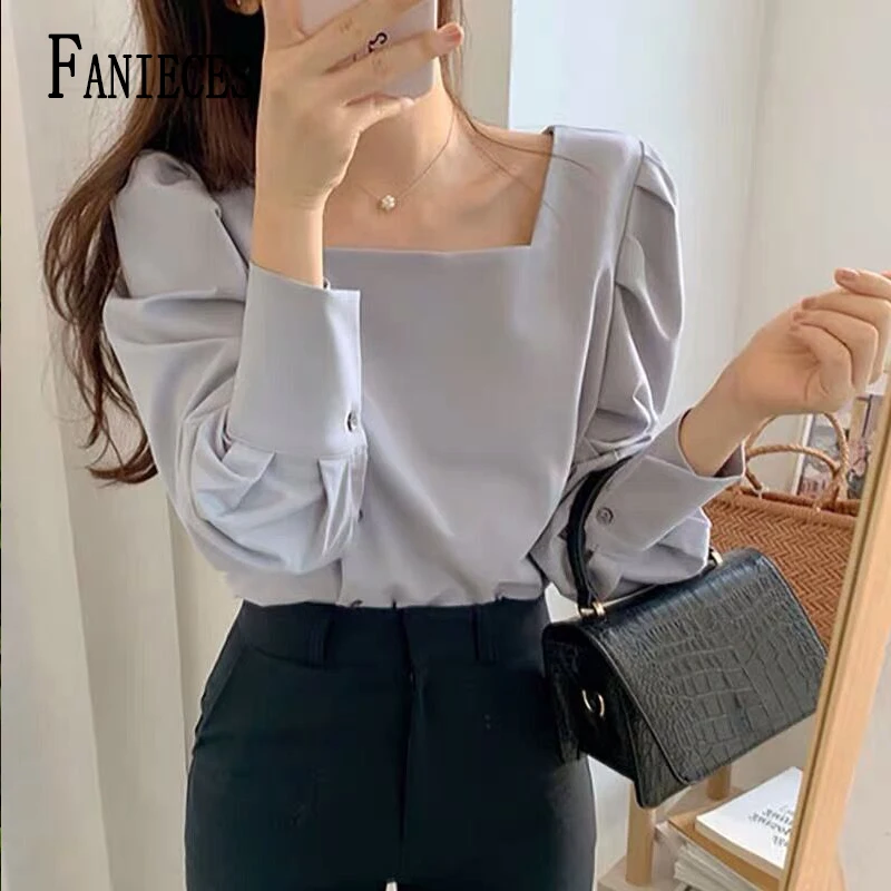 PLAZSON قمصان وبلوزات camisas e blusas Women Spring Summer OL Blouses Shirts Lady Office Work Wear Long Sleeve Blouses Tops