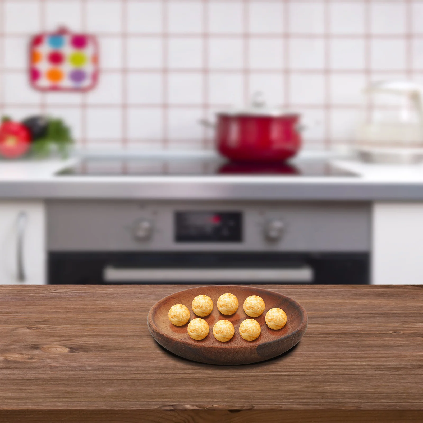 

Wood Serving Platter Round Wooden Fruit Plate Wood Snack Serving Tray Multipurpose Dessert Plate Home Dining Table