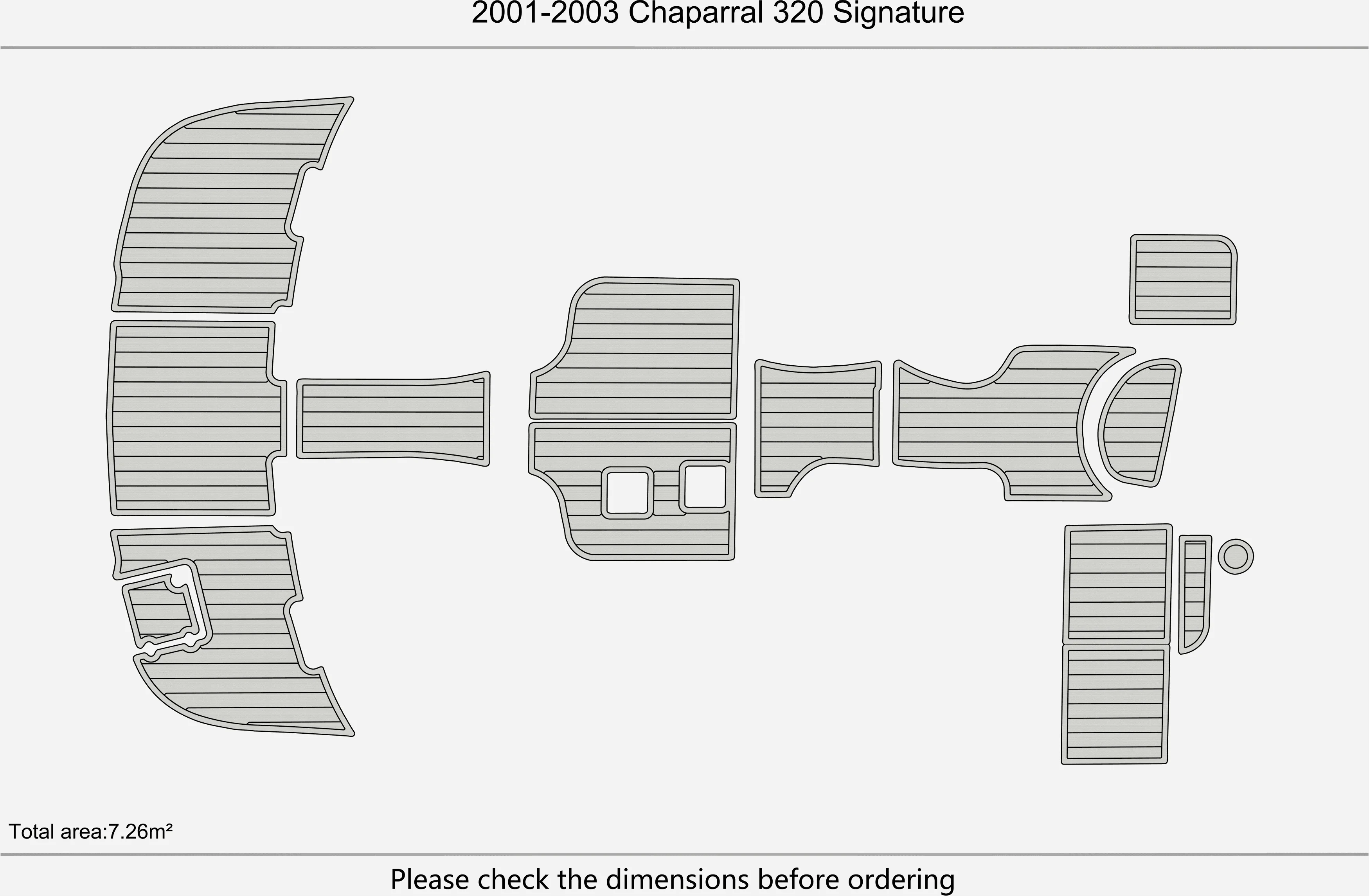 2001-2003年式チャパラル320シグネチャー1/4インチ（6mm）EVAフォーム滑り止めPVCチークデッキマリンマットシーデックアクアカーペットマリンフロア