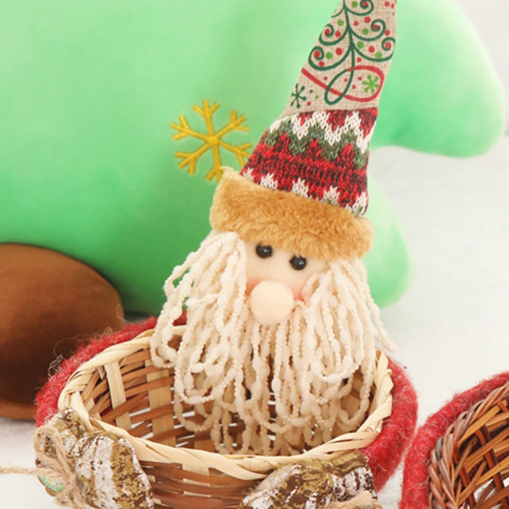 

Xmas Candy Storage Basket Santa Claus Patterned Christmas Gift Holder Party Decoration Storage Bin Candy Holder