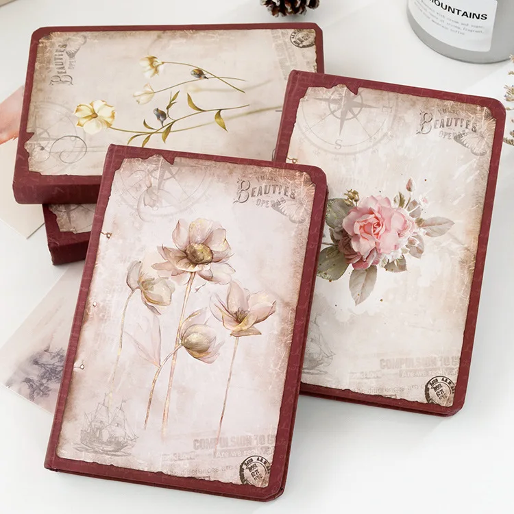 Creative Retro Dream Falling Flower Cloth Notepad Hard Surface Notebook Diary Book Note Book Stationery Gift Traveler Journal