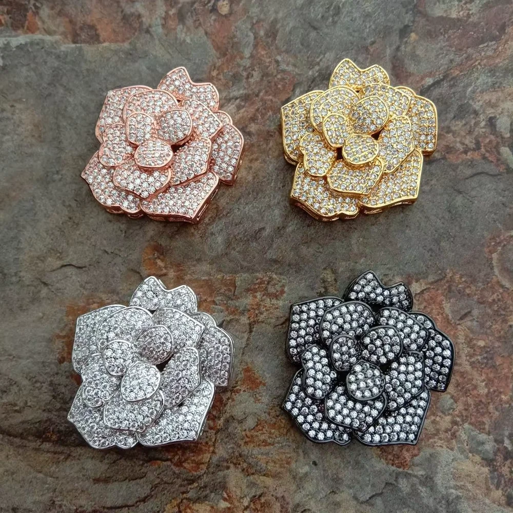 33x35mm golden plated Cz micro Flower connector