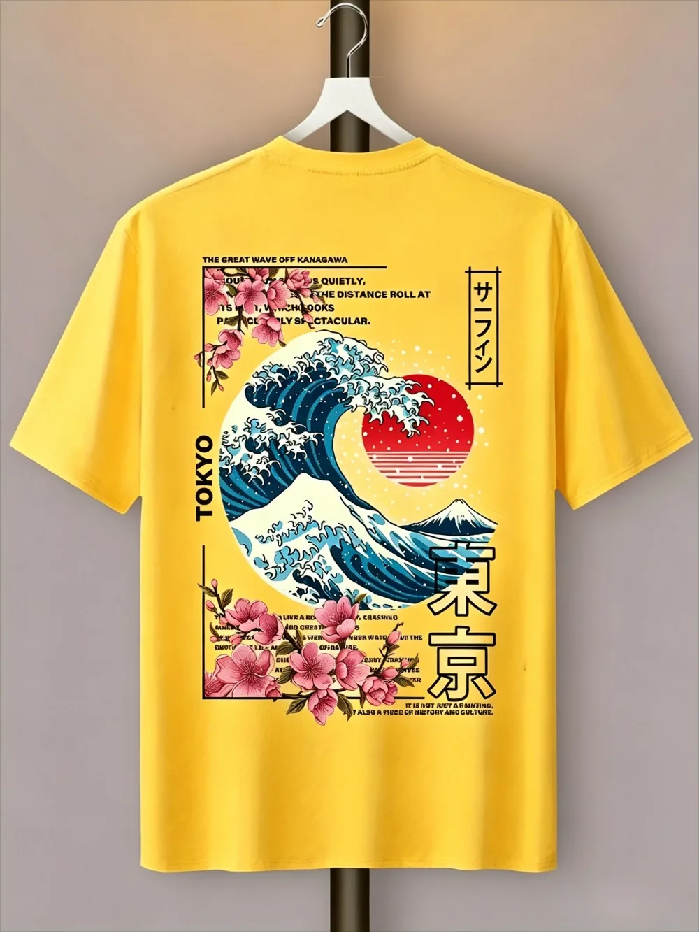 Ukiyo-e Tokyo's Asakusa Waves Sea Cherry Blossoms 3D-Druck Breatha Schnelltrocknendes Herren-T-Shirt Freizeit-Sportbekleidung für Eltern und Kinder – Detail 7