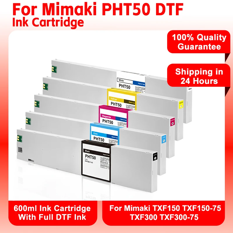

Для MIMAKI PHT50 DTF-совместимого картриджа с чернилами DTF емкостью 600 мл для принтера Mimaki TXF150-75 TXF300-75 с одноразовым чипом
