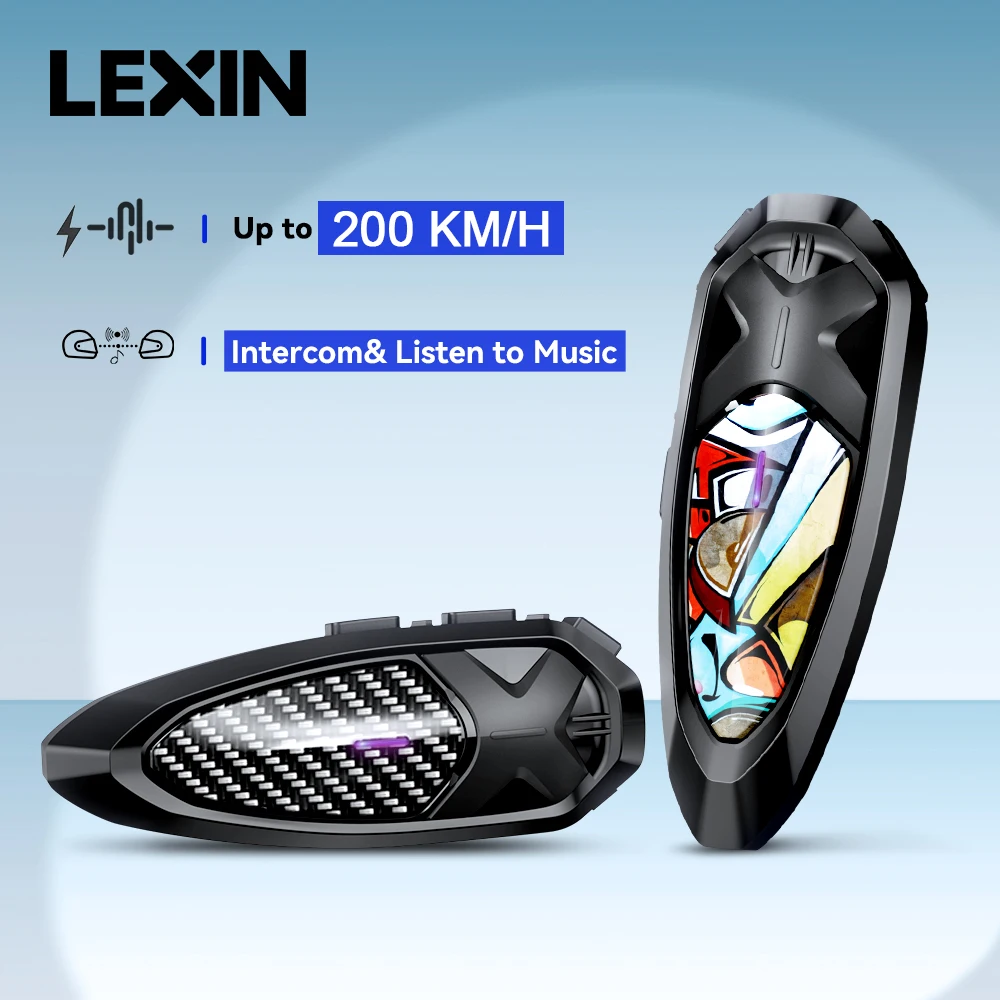 Lexin GTX Intercom Bluetooth For Motorcycle Helmet Headset Support Intercom& Listen to Music At One Time10 Riders 2000m