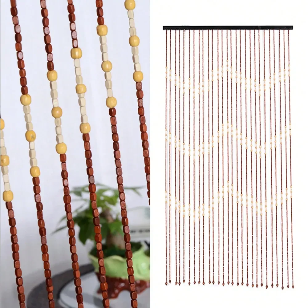 

90x175cm 27 Lines Bamboo Bead Curtain String Door Curtains Beaded Wooden Curtain Fit For Doorway