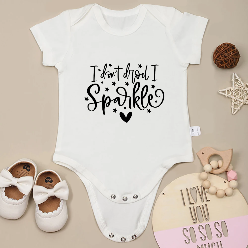 

I Don't Drool I Sparkle Cute Newborn Boy Bodysuit Funny Fashion Baby Girl Clothes Cotton Summer Infant Onesies Fast Delivery