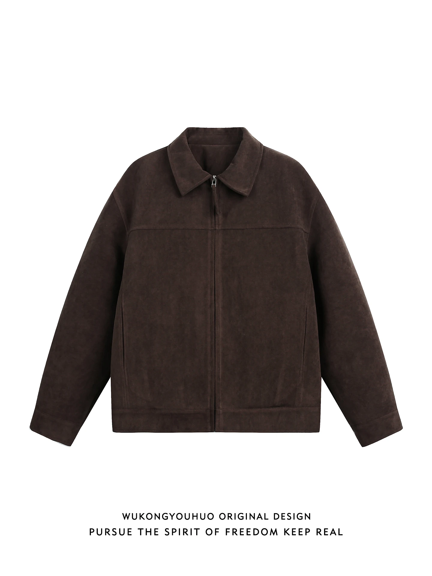 

Cleanfit Suede Collar Cotton Jaet Men's Loose ort Sle Warmth Casual Long Sve Zipper Closure Color Outerwear