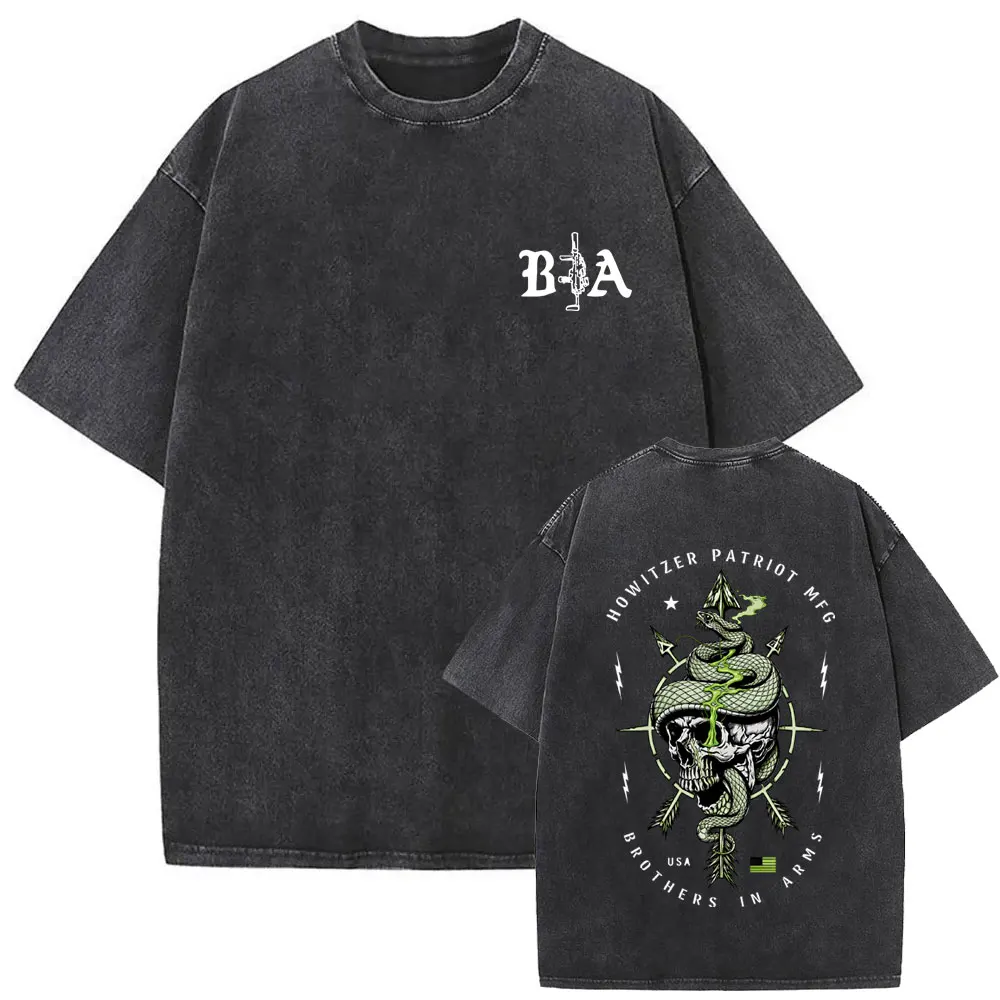 

Washed Vintage Brothers in Arms Skeleton Snake Graphic T-shirt Forward Observations Group T-shirts Men Rock Oversized T Shirts